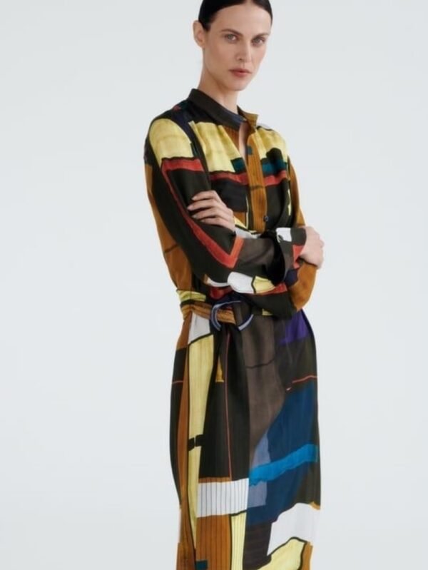 Print Midi Belted Dress