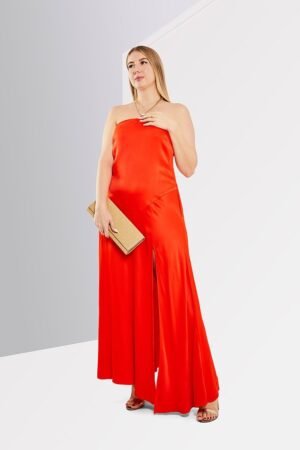 Karen Millen Satin Back Crepe Halter Maxi Dress