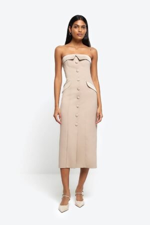 Tux Bandeau Midi Dress