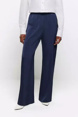 Pull On Satin Wide Leg Trousers