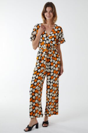 Abstract Honeycomb Cross Over Jumpsuit