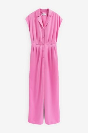 Satin Belted Wide Leg Jumpsuit