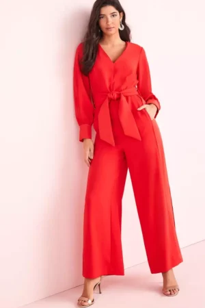 Tailored Wide Leg Belted Jumpsuit