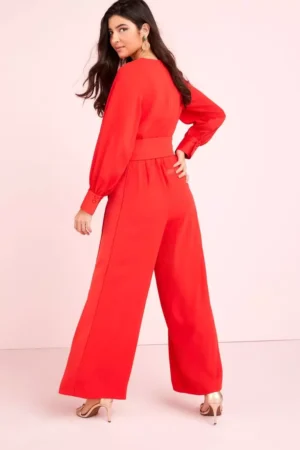 Tailored Wide Leg Belted Jumpsuit