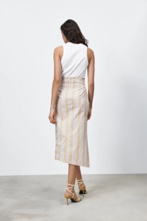 Stripe Side Split Skirt