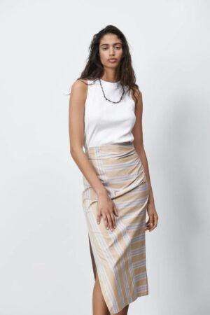 Stripe Side Split Skirt