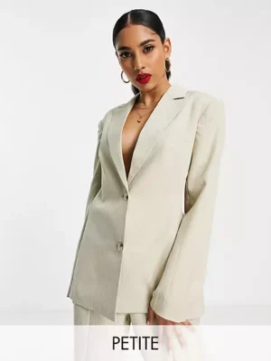 Petite Twist Back Tailored Blazer In Beige