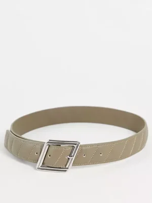 Belt With Buckle In Taupe