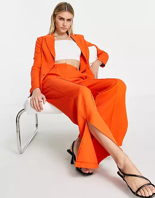 Split Hem Trouser In Orange