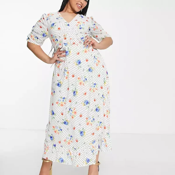 Plus puff sleeve maxi dress