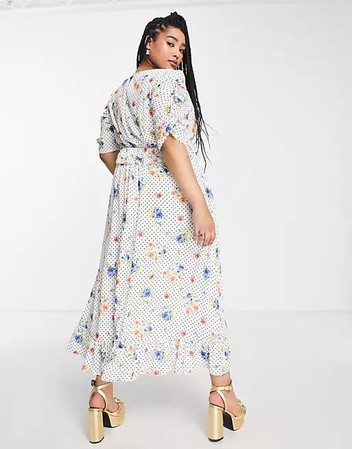 Plus puff sleeve maxi dress