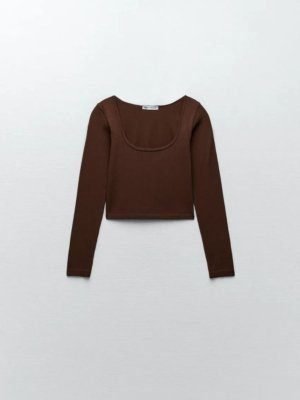 Seamless Brown Long Sleeve Top