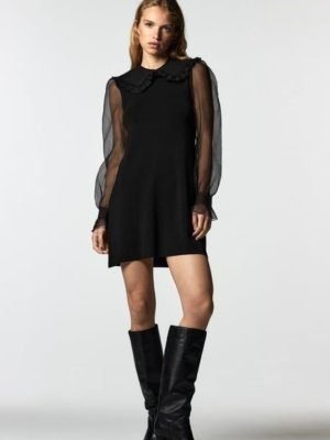 Organza Collar Knit Dress