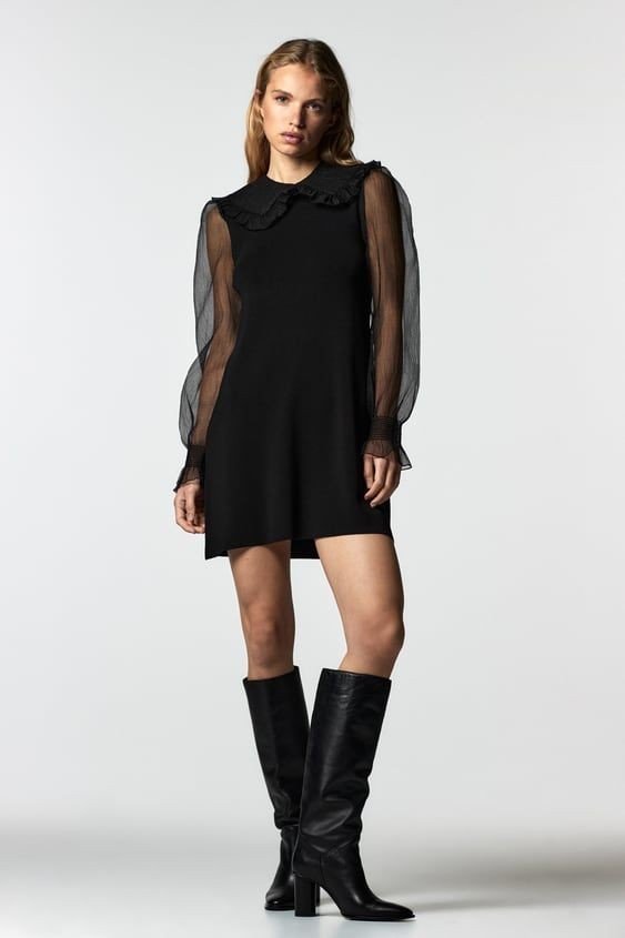 Organza Collar Knit Dress