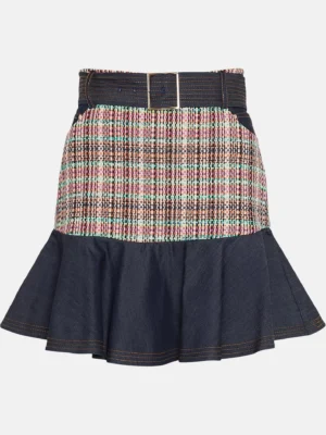 Tweed denim mix peplum skirt