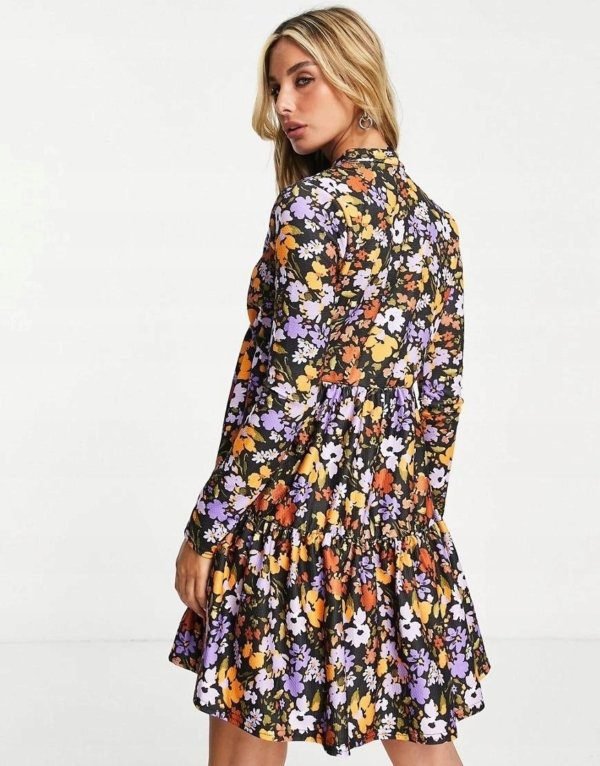 Floral Pussybow Smock Dress