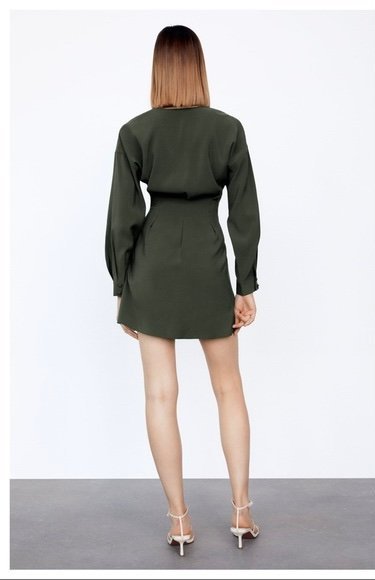 Olive Drawstring Waist Dress