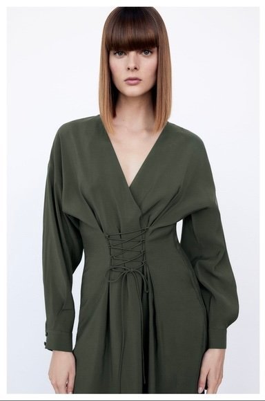 Olive Drawstring Waist Dress