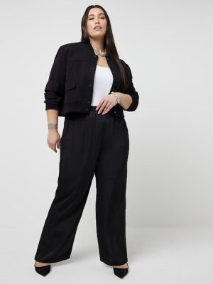 River Island Pull On Satin Plus size Wide Leg Trouser