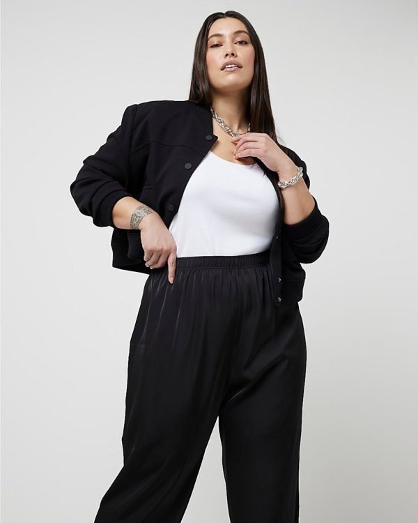 River Island Pull On Satin Plus size Wide Leg Trouser