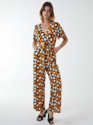 Abstract Honeycomb Cross Over Jumpsuit