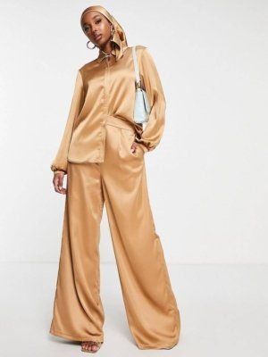 Palazzo Trouser in Sand Satin