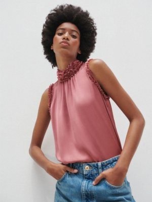 Satin Ruffle Top