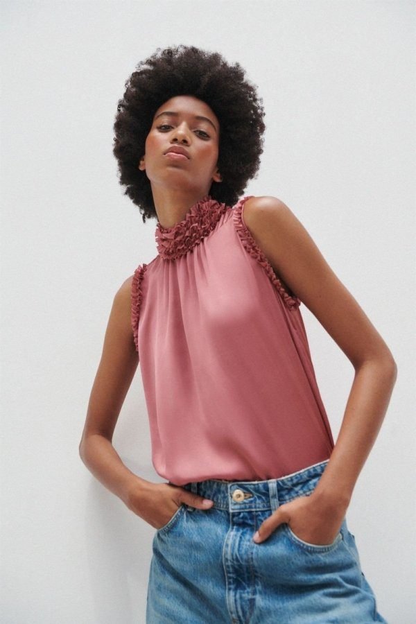 Satin Ruffle Top