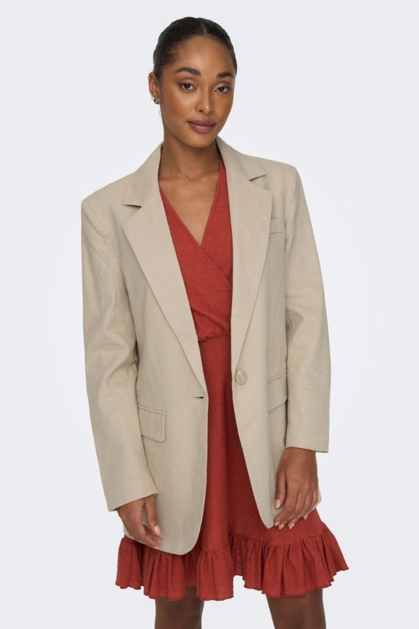 Linen blend tailored blazer