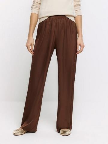 Pull On Satin Wide Leg Trousers