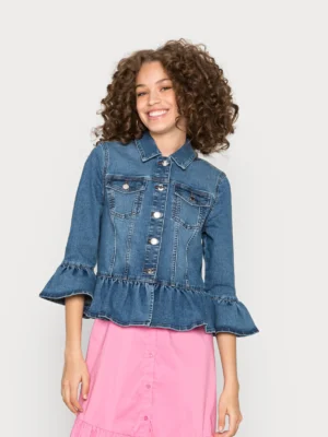 Onlsia 3/4 Short Sleeve Frill Denim Jacket