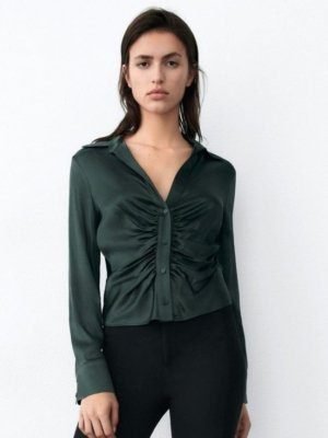 Pleated Satin Shirt