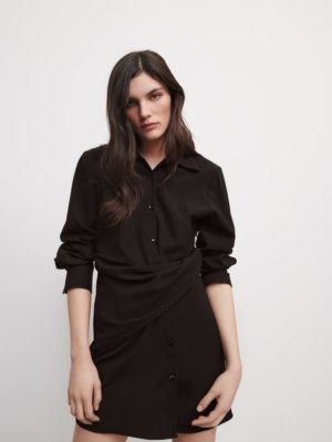 Draped Shirt Dress