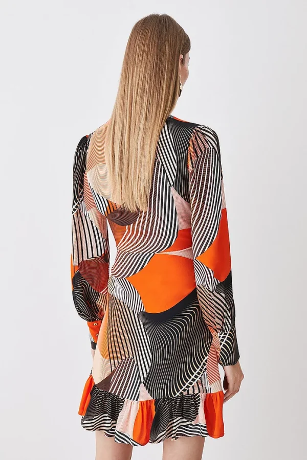 Spliced Geo Mini Wrap Dress