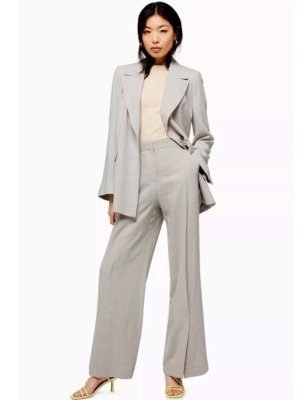 Linen Wide Leg Trouser And Slouch Blazer Suit Set