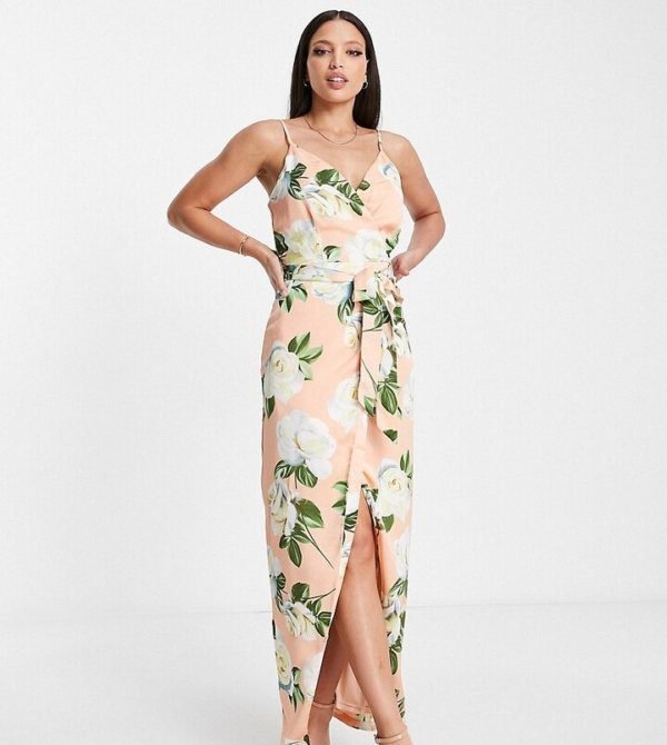 Tall Satin Wrap Maxi Dress