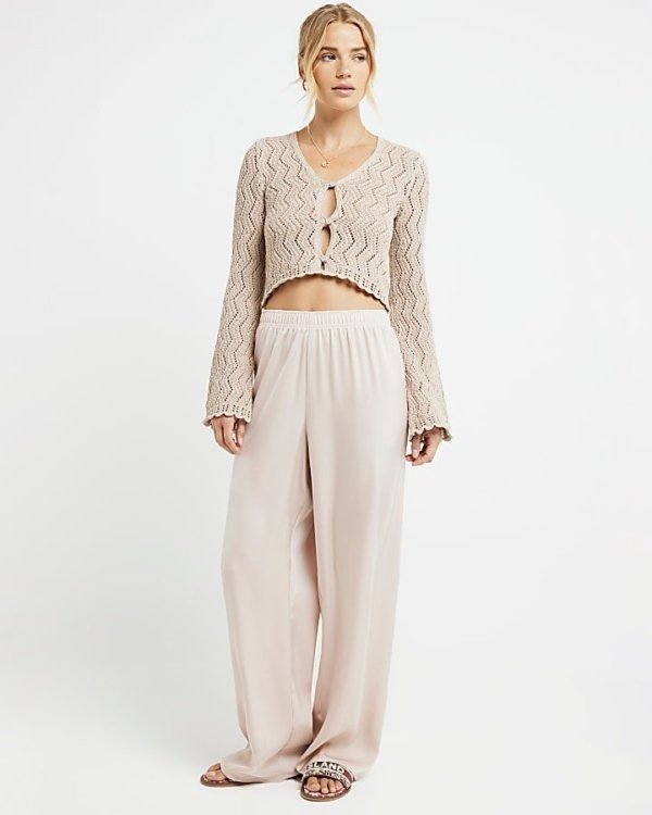 Pull On Satin Wide Leg Trousers