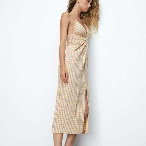 Gingham Slit Dress