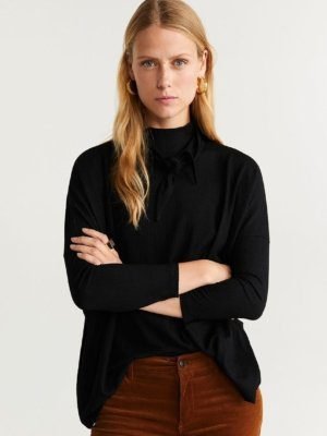 Mango Textured High Neck Top