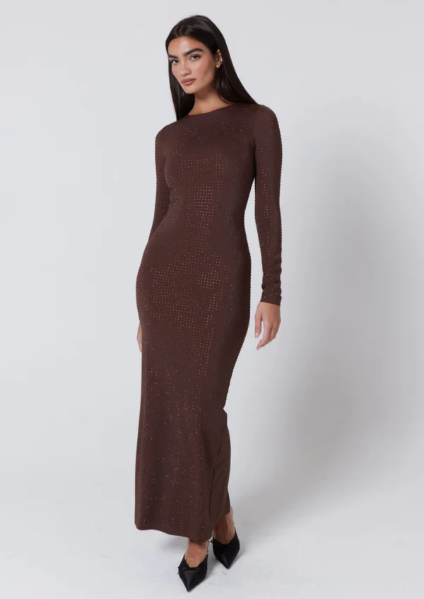 Sla The Label Margot Diamante Midi dress