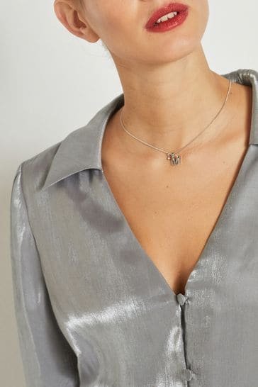 Next Silver Metallic v-neck Long sleeve blouse