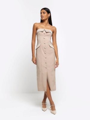 Tux Bandeau Midi Dress