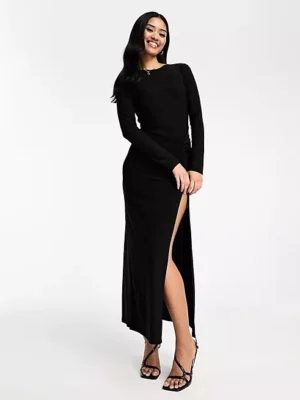 New Look Long Sleeve Ruched Midi Dress