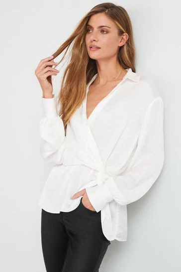 Twist Front Satin shirt