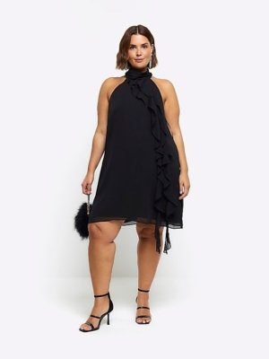 Halterneck Frill Mini Dress