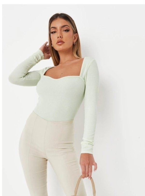 Long Sleeve Sweetheart Neck Bodysuit