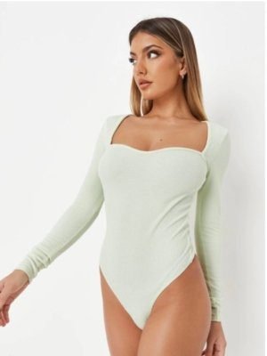 Long Sleeve Sweetheart Neck Bodysuit