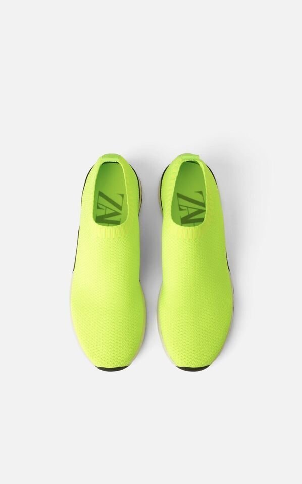 Zara Neon Green Stretch Fabric Sneakers