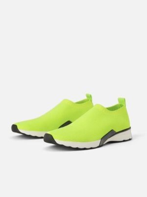 Zara Neon Green Stretch Fabric Sneakers