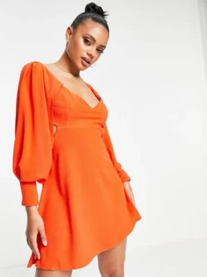 Summer Bright Backless Mini Dress In Orange